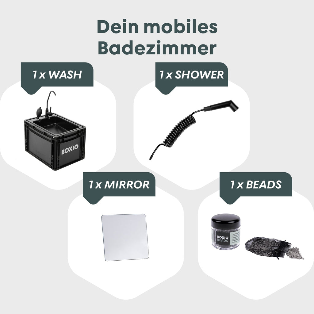 BOXIO WASH PLUS Waschbecken mit Campingdusche