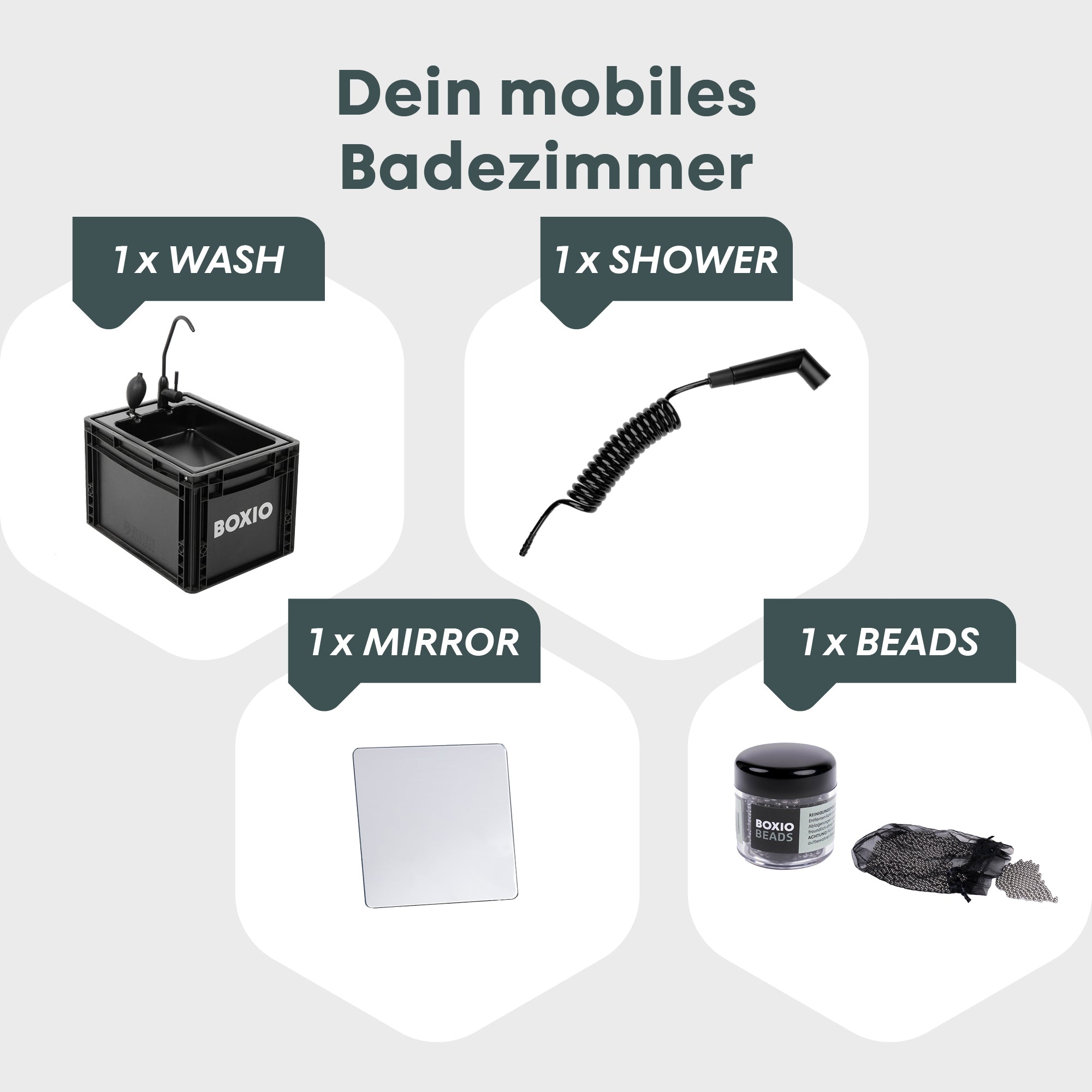 BOXIO WASH PLUS Waschbecken mit Campingdusche