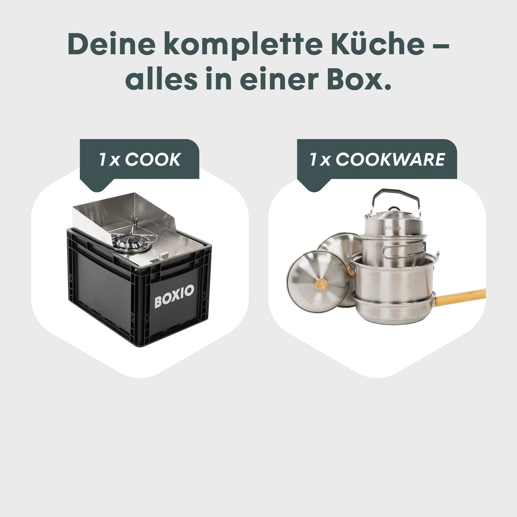 BOXIO COOK PLUS Gaskocher mit Topfset
