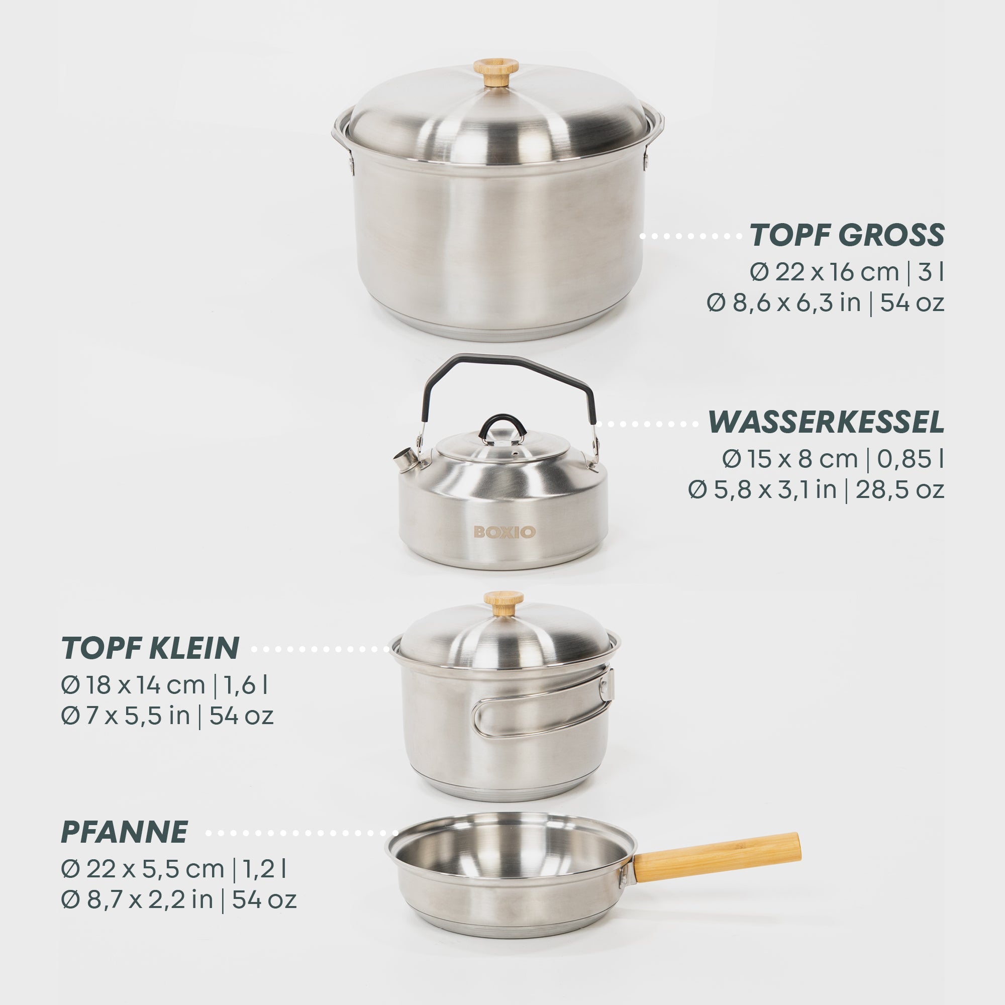 BOXIO COOK PLUS Gaskocher mit Topfset