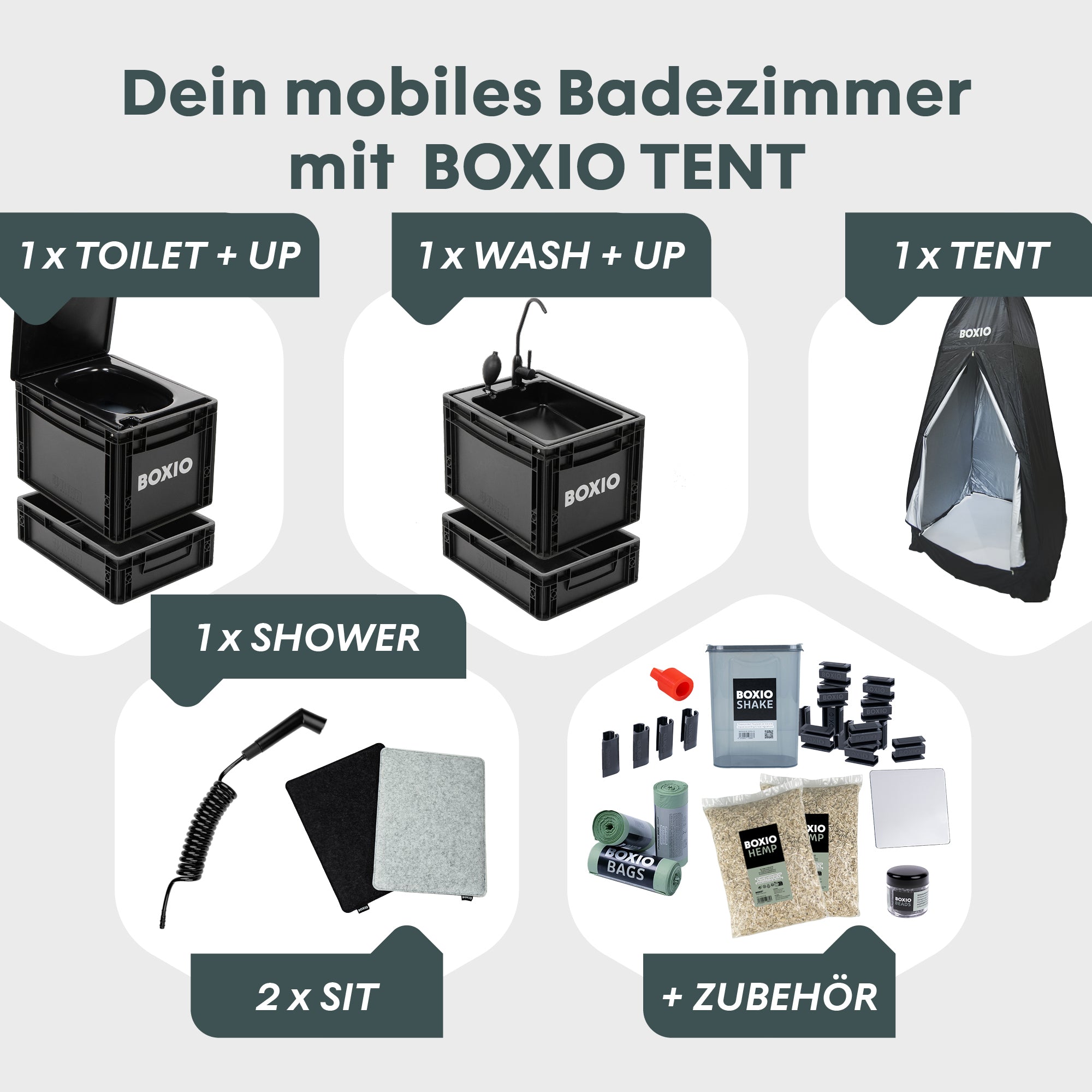 BOXIO SANITARY PLUS • Mobiles Badezimmer mit TENT