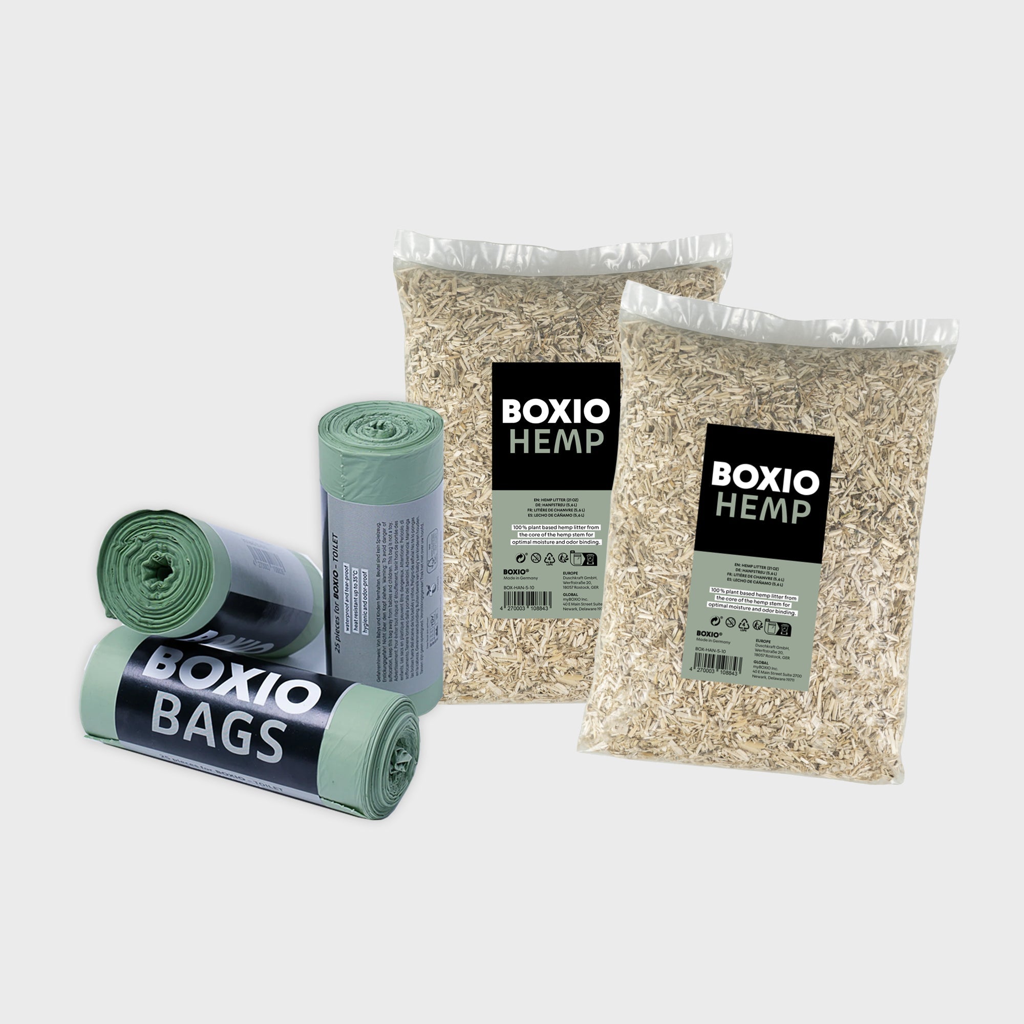 BOXIO REFILL BUNDLE Nachfüllpack mit Hanfstreu und Müllbeuteln