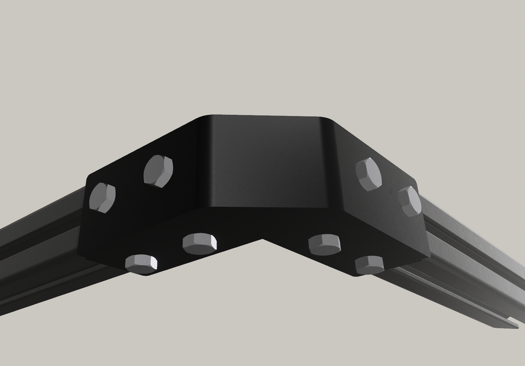 Schwarz pulverbeschichtete Eckverbinder Abschlusswinkel für Dachkonstruktion Dachträger Roof rack Dachplattform aus Systemprofil Aluprofil Nutprofil