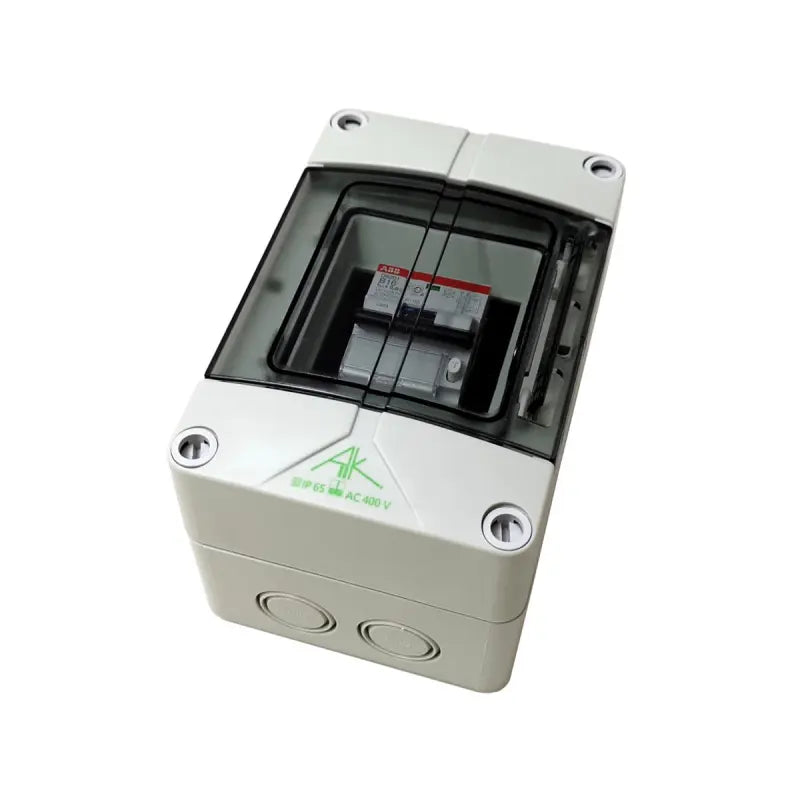 Kleinverteilung IP65 mit 0,03A/16A FI/LS zur Absicherung (RCBO / Fehlerstromschalter) von 220V-Anlagen im Reisefahrzeug